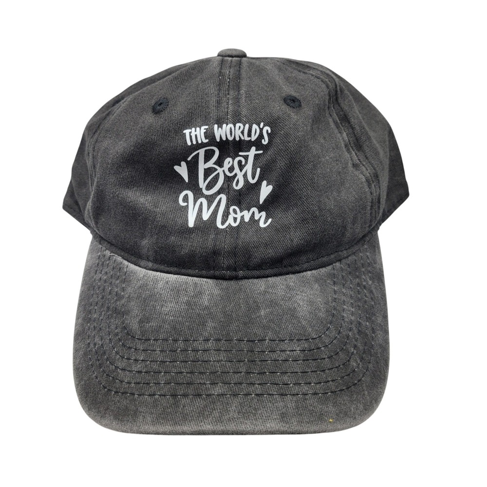 Womens Gray The Worlds Best Mom Baseball Cap Cotton Adjustable Strap